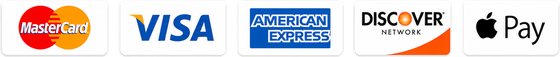 Mastercard, Visa, American Express, Discover and Apple Pay accepted
